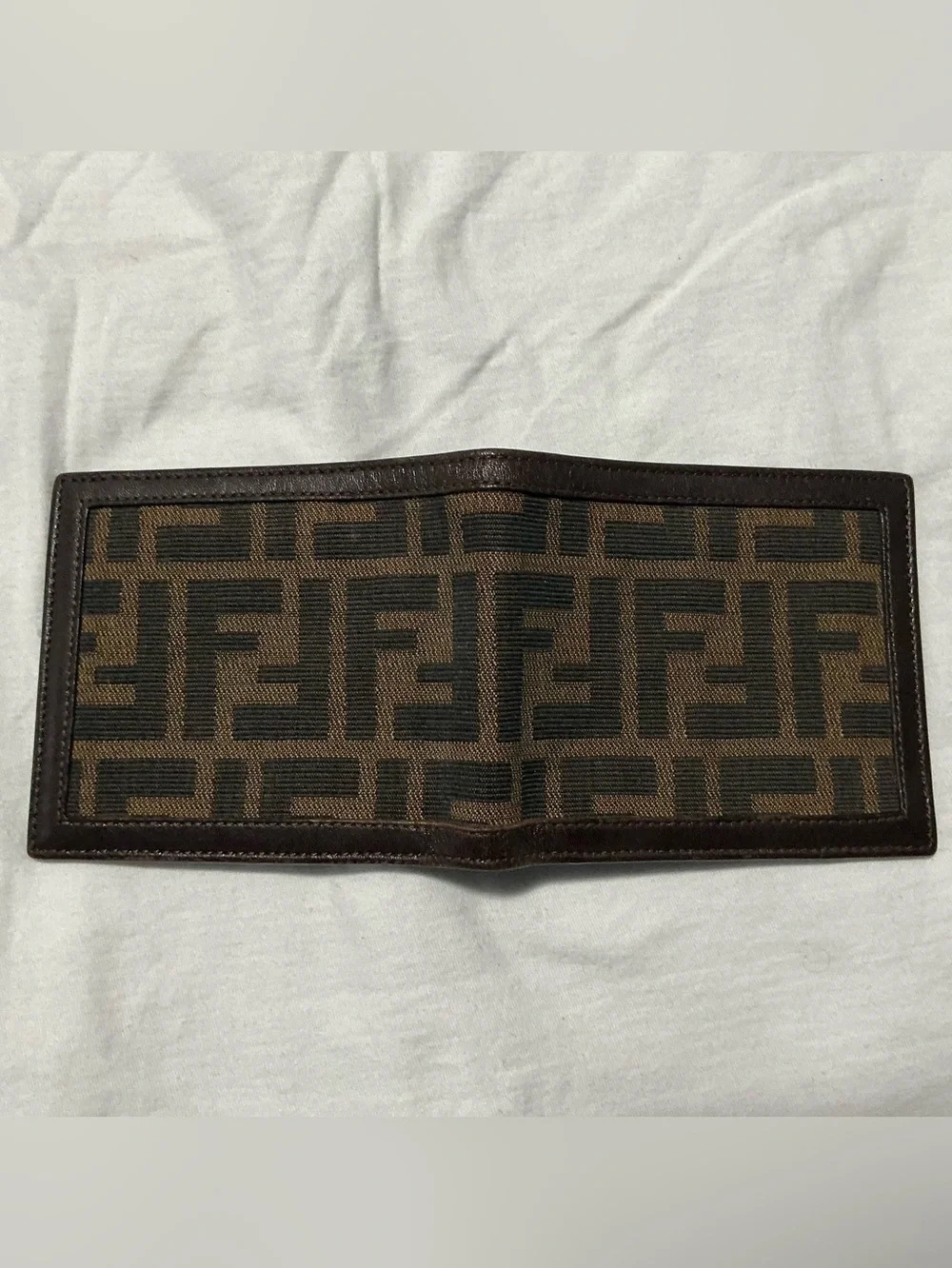 Fendi Brown and Dark Brown FF Logo Money Clip Wallet